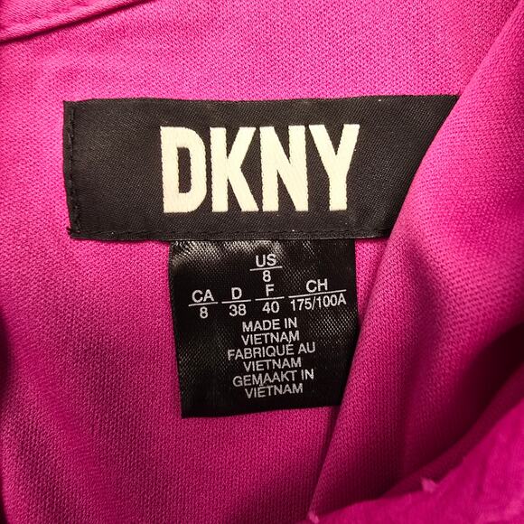 Women's DKNY Pink Short Sleeve Textured V-Neck Midi Dress | Size 8 - Picture 9 of 12